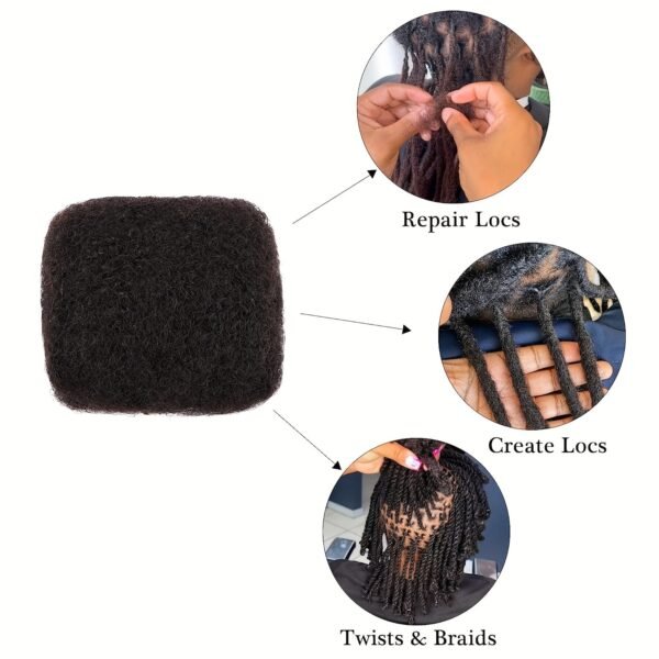 Natural Afro Kinky Human Hair Bulk – 16" Soft Texture for Locs, Twists & Dreadlock Styling - Image 4