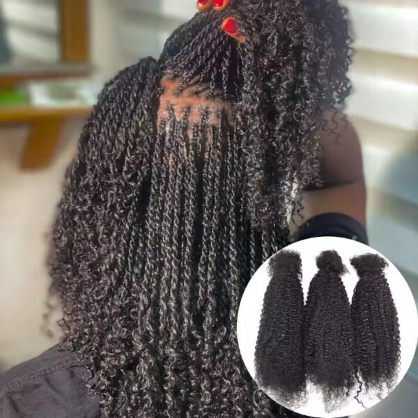 Natural Afro Kinky Human Hair Bulk – 16" Soft Texture for Locs, Twists & Dreadlock Styling - Image 2