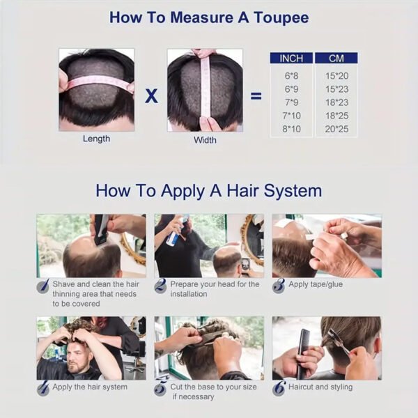 Premium Men's Hair Replacement System - Ultra-Thin Breathable Toupee - Image 5
